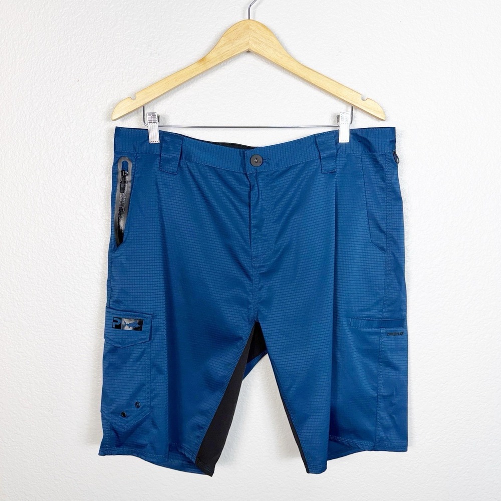 Pelagic Shorts Mens 36 Blue Dri Flex Hybrid II Performance Fishing Cargo Pocket